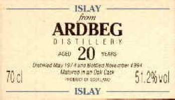 Ardbeg 20 years old - The label