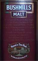Old Bushmills Malt 16 years old Irish whiskey the back label