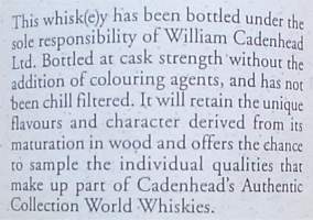 Lammerlaw from Wilson's distillery 10yo - botted by Cadenheads label back