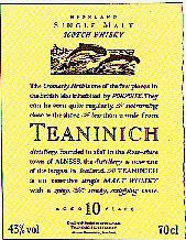 Teaninich Whisky Label. - Scotch Whisky