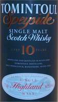 Tomintoul Speyside 10 years old - label