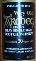 Ardbeg 30 years old - The label