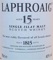 Laphroaig 15 Years old - 43% vol - The label